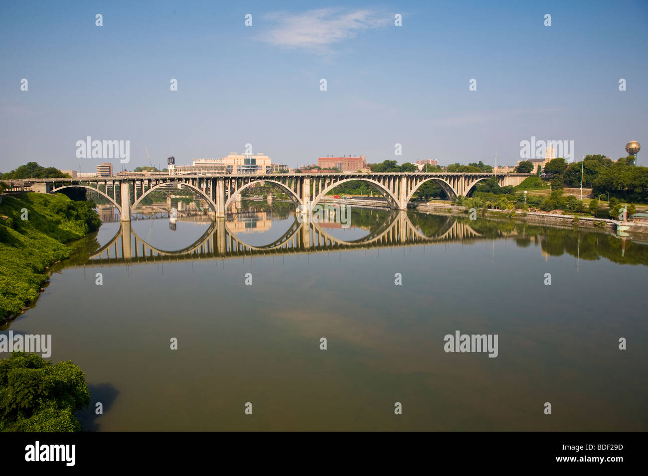 Henley Street Bridge across Tennessee River in Knoxville Tennessee Stock Photo