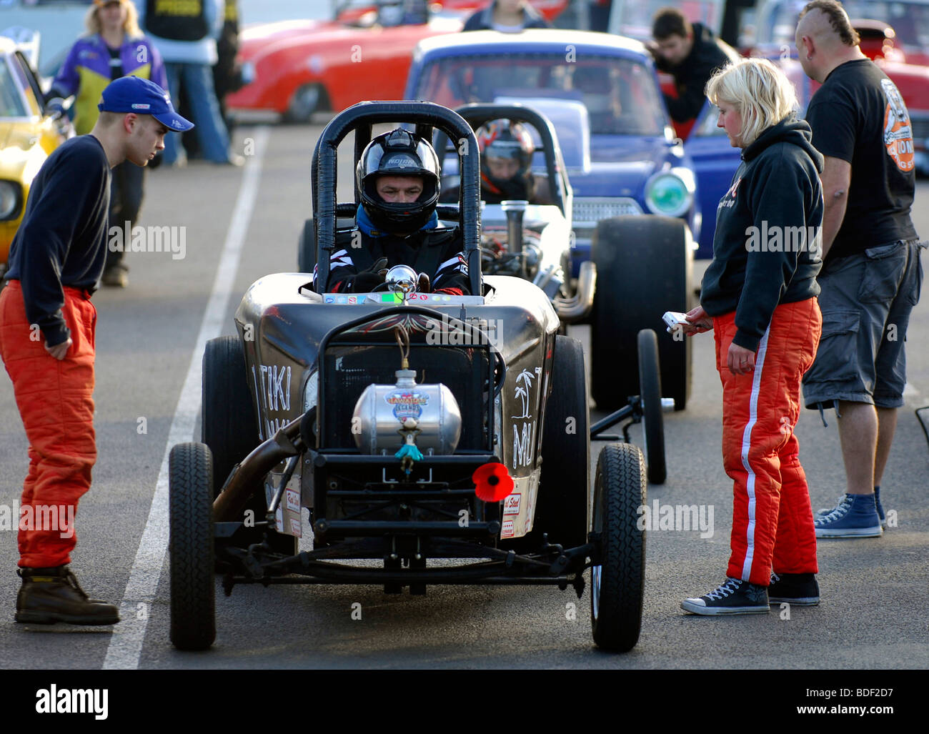 car in paddock at Santa Pod Stock Photo