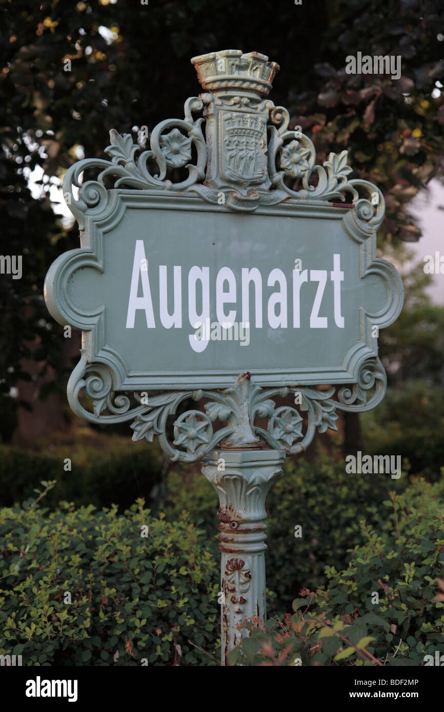 vintage  iron sign for 'Augenarzt' (eye doctor)  Germany. Photo by Willy Matheisl Stock Photo