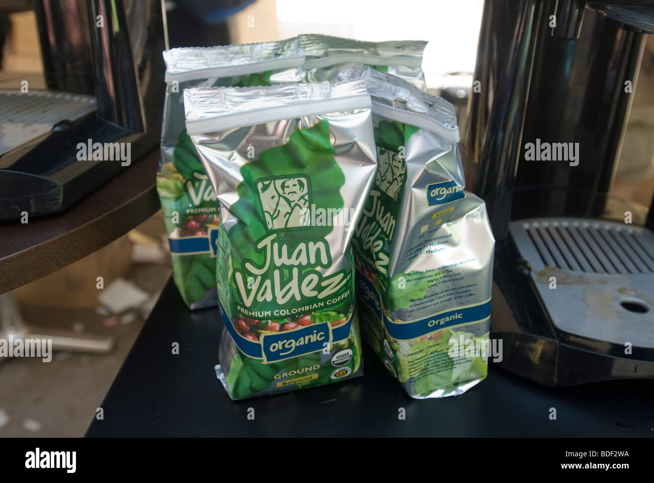 Juan Valdez coffee distributes free samples as part of their marketing promotion Stock Photo