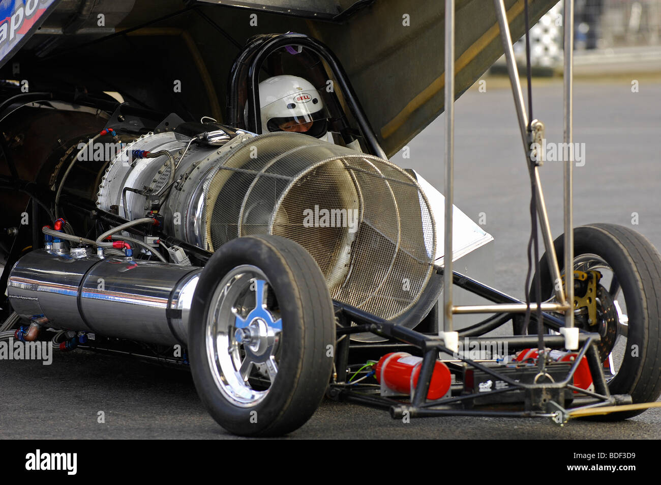 Engine exposed on funny car while waiting for slot Stock Photo Alamy