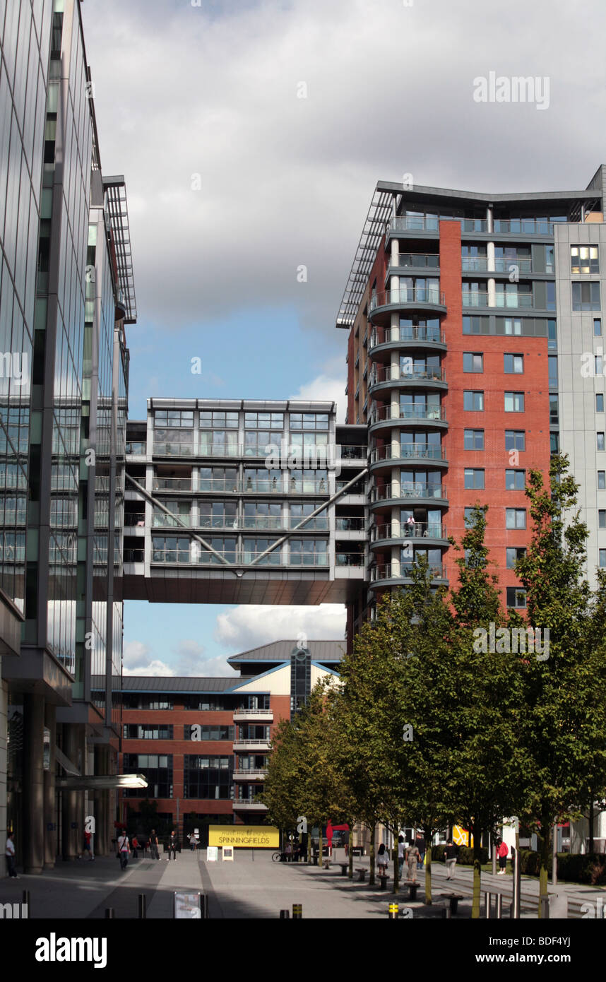 New apartment buildings Spinningfields Manchester England Stock Photo