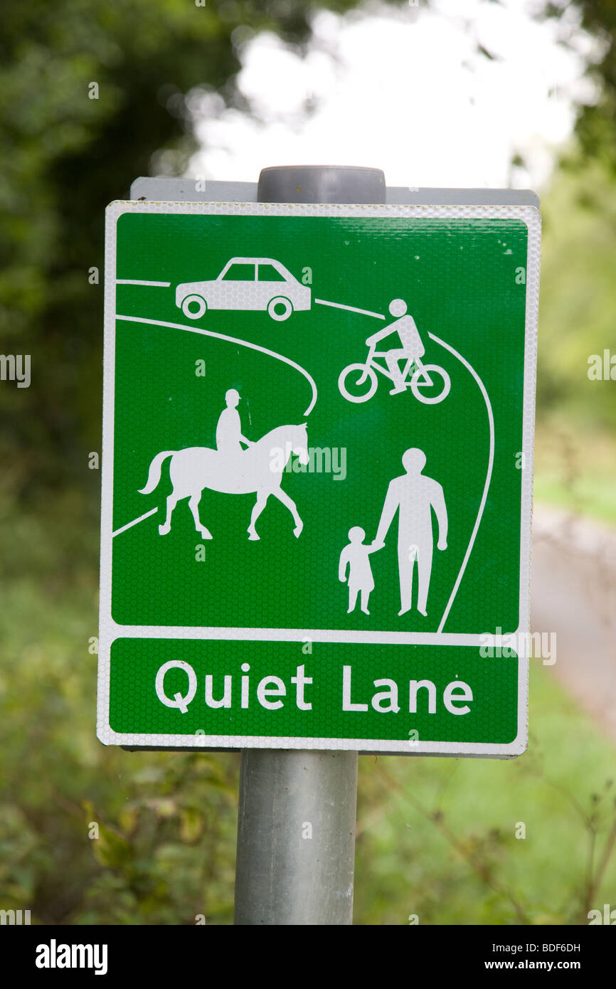 Quiet Lane Sign in a rural lane Stock Photo