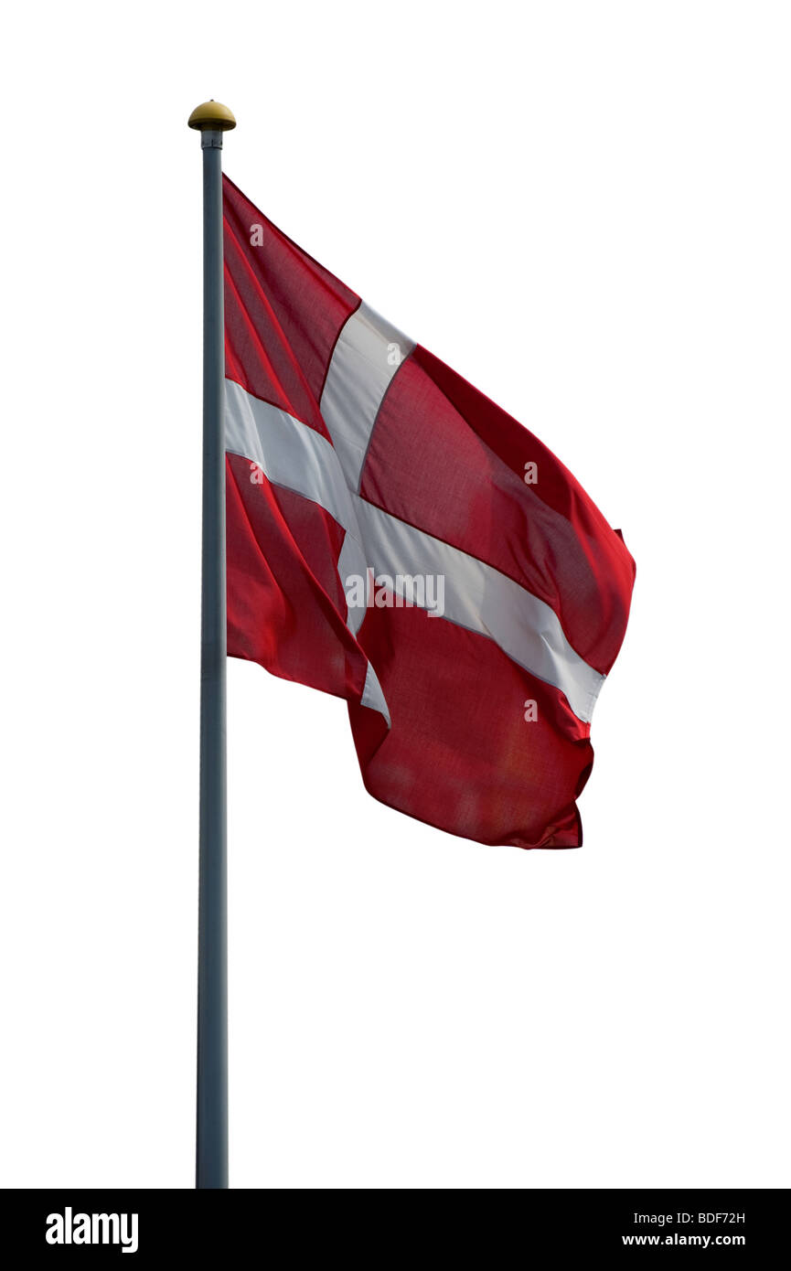 Danish flag isolated on a white background Stock Photo