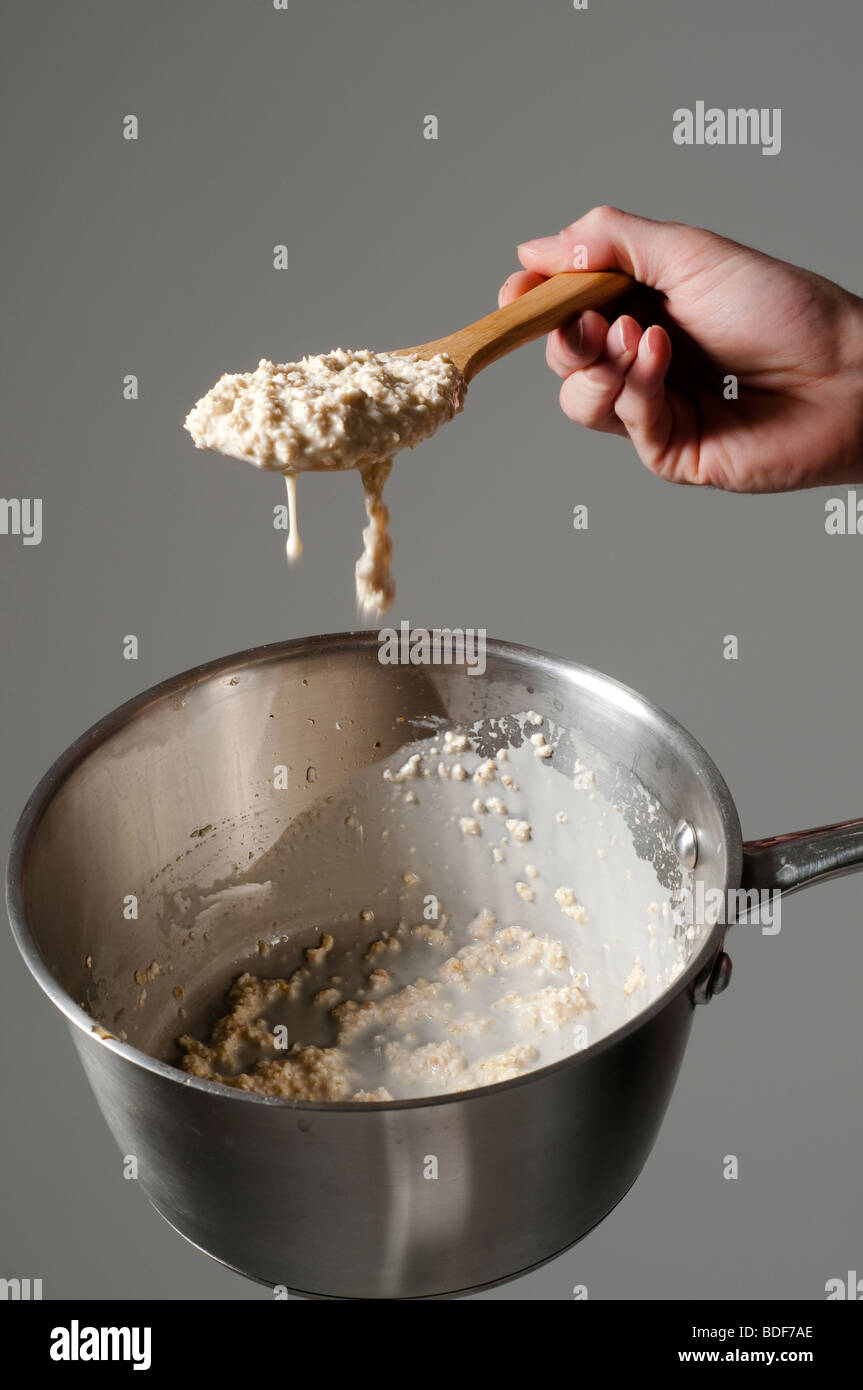 porridge  and saucepan Stock Photo