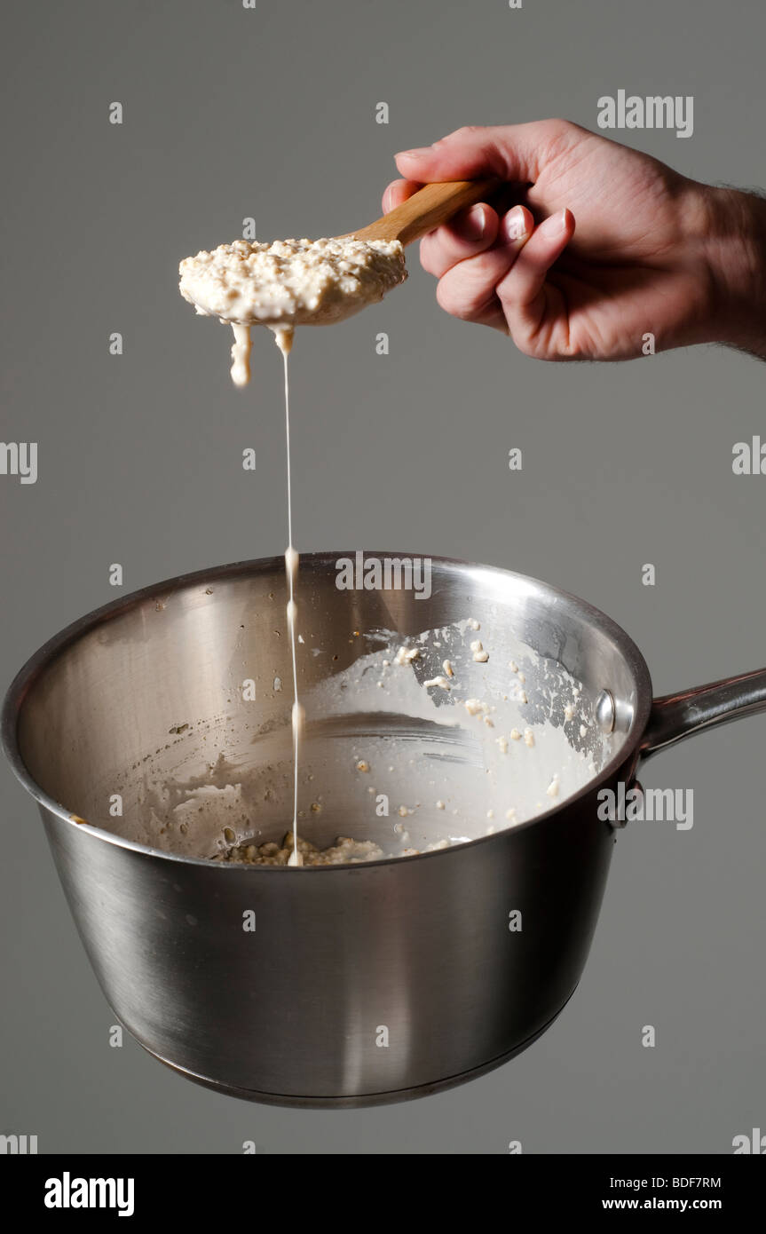 porridge  and saucepan Stock Photo