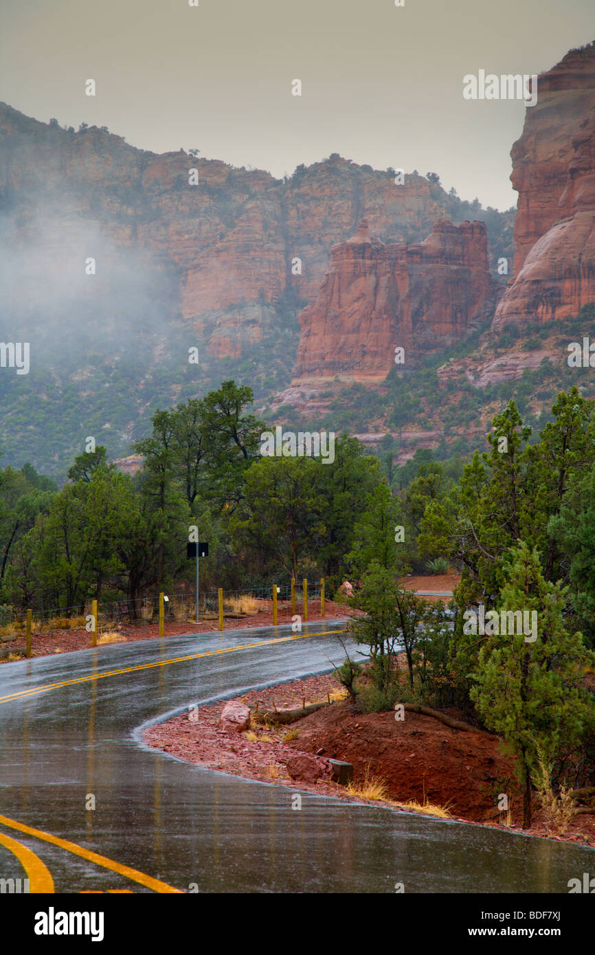 Red Rocks in rainy weather Stock Photo - Alamy