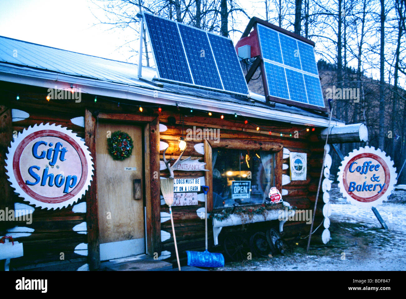 Solar Power Panels At Service Gas Station And Coffee Shop At Tetsa Stock Photo Alamy