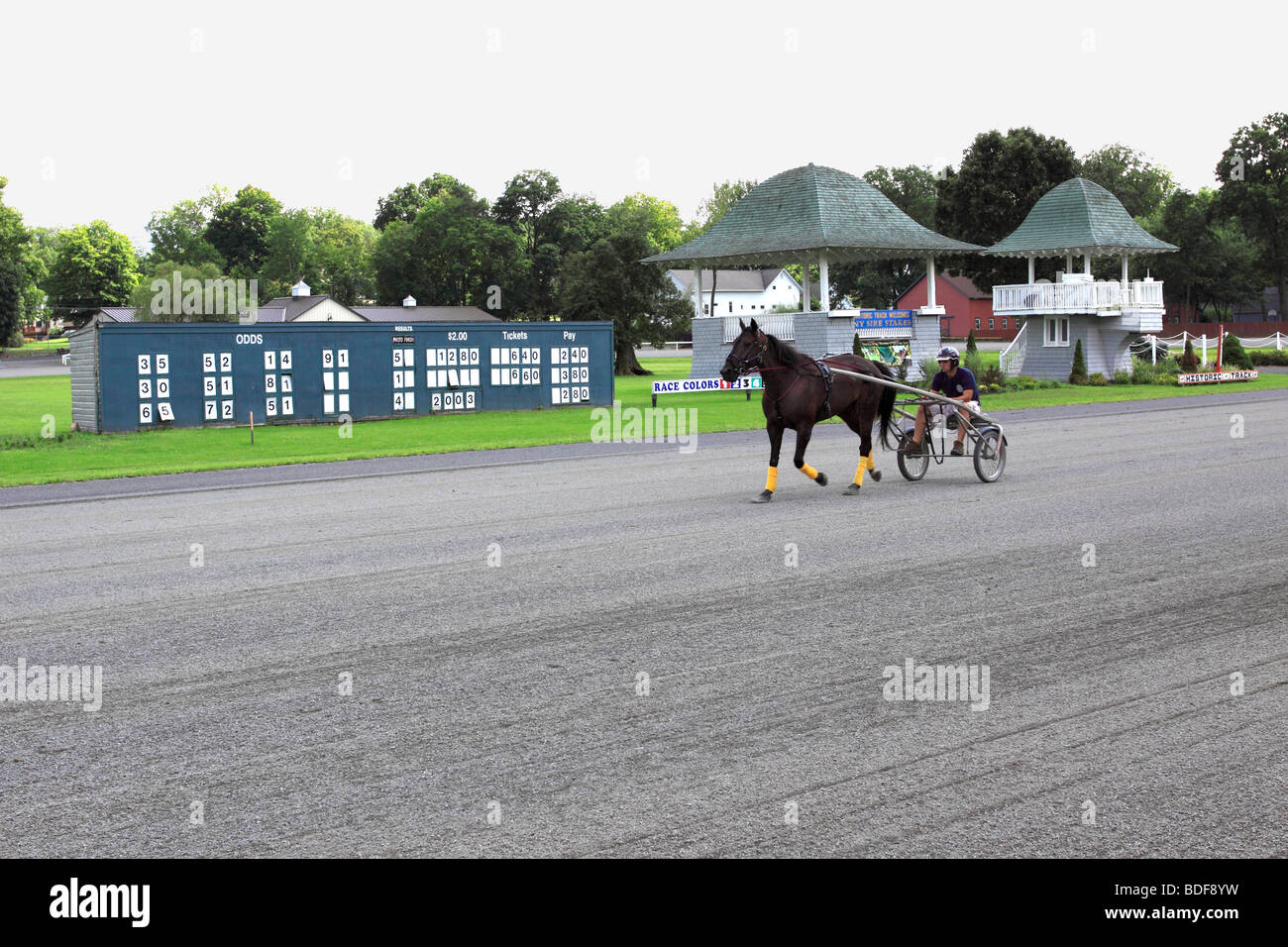 Harness racing horse training on Historic Track, Goshen, NY Stock Photo