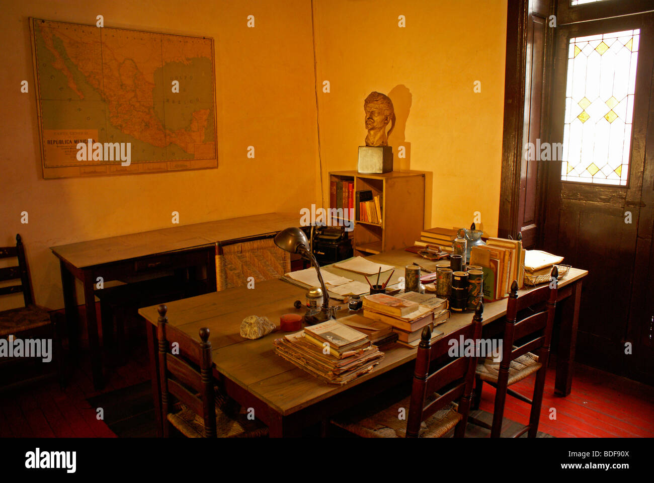 Leon Trotsky's study in the Leon Trotsky House Museum in Coyoacan, Mexico City Stock Photo