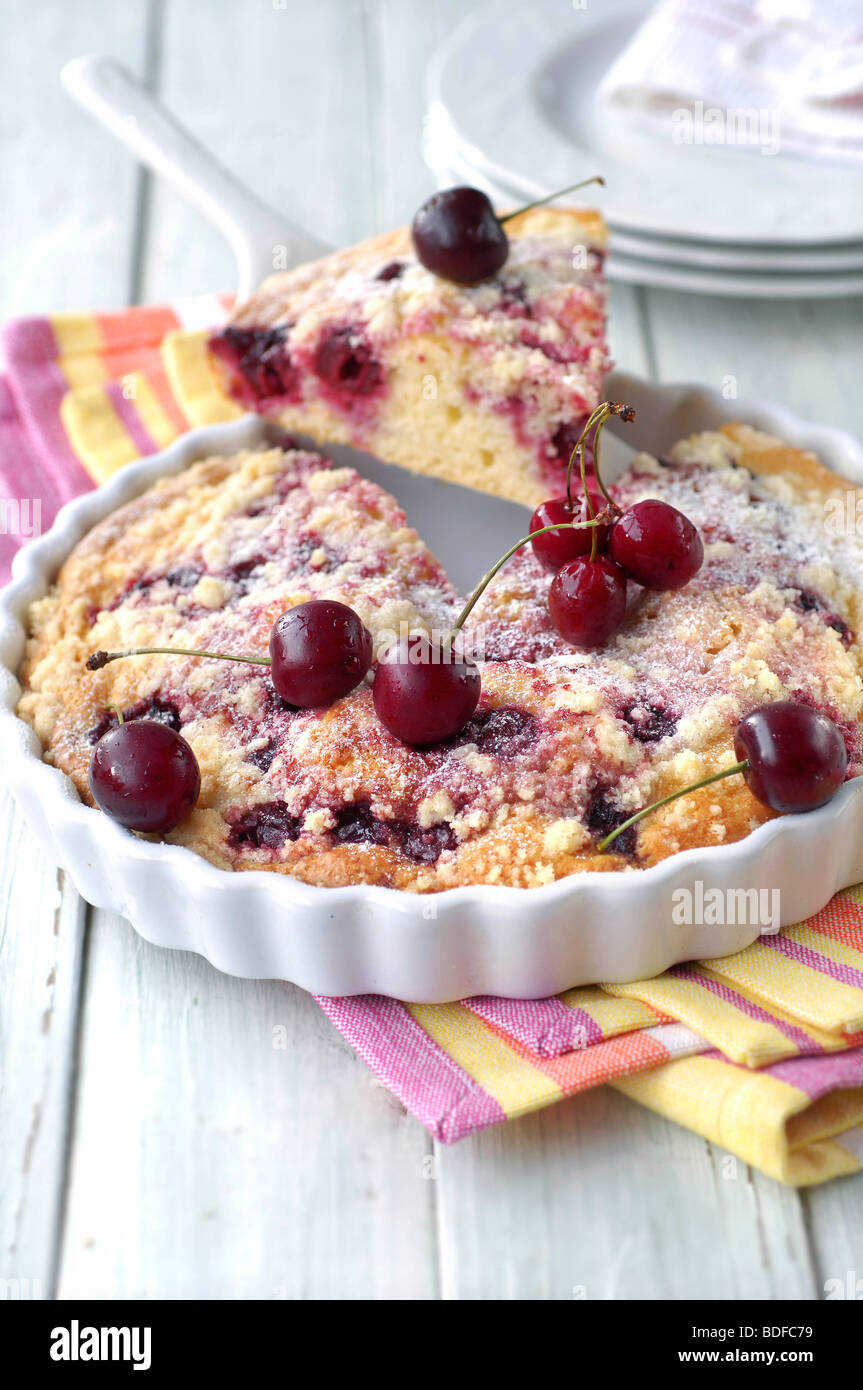Yogurt Cherry Pie Stock Photo