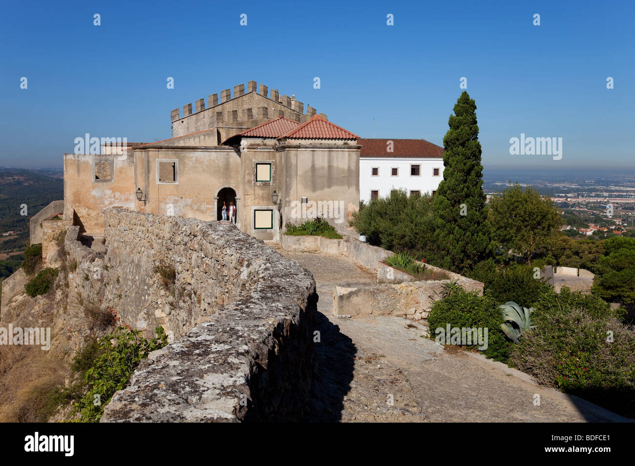 Capelo House and the Historical Hotel, inside the Palmela Castle. Palmela, Setubal District, Portugal. Stock Photo