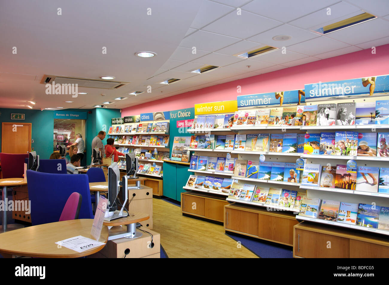 Interior of First Choice Travel Agents, Chantry Shopping Centre, Andover, Hampshire, England, United Kingdom Stock Photo