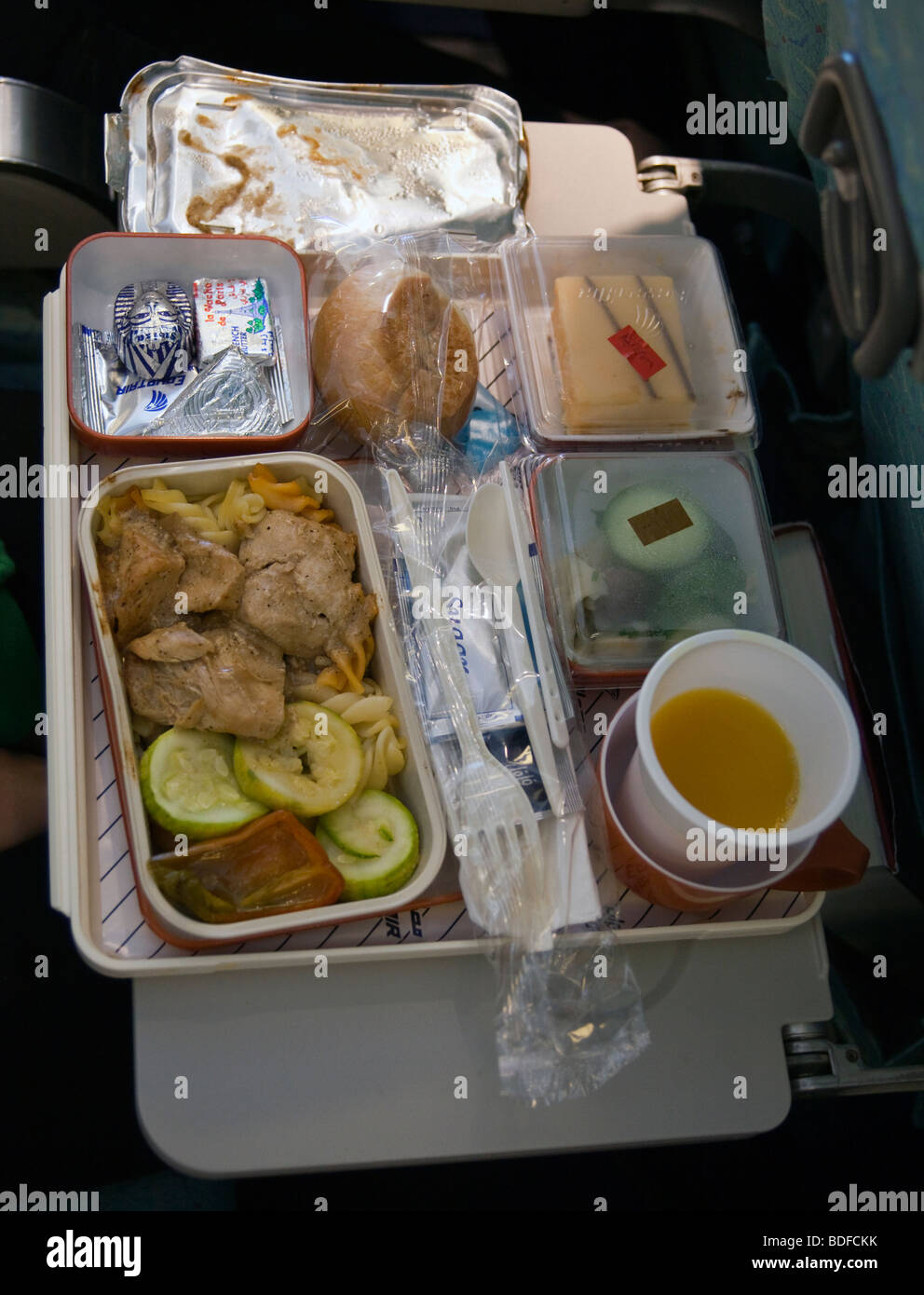 airline meal, Egypt Air flight Stock Photo