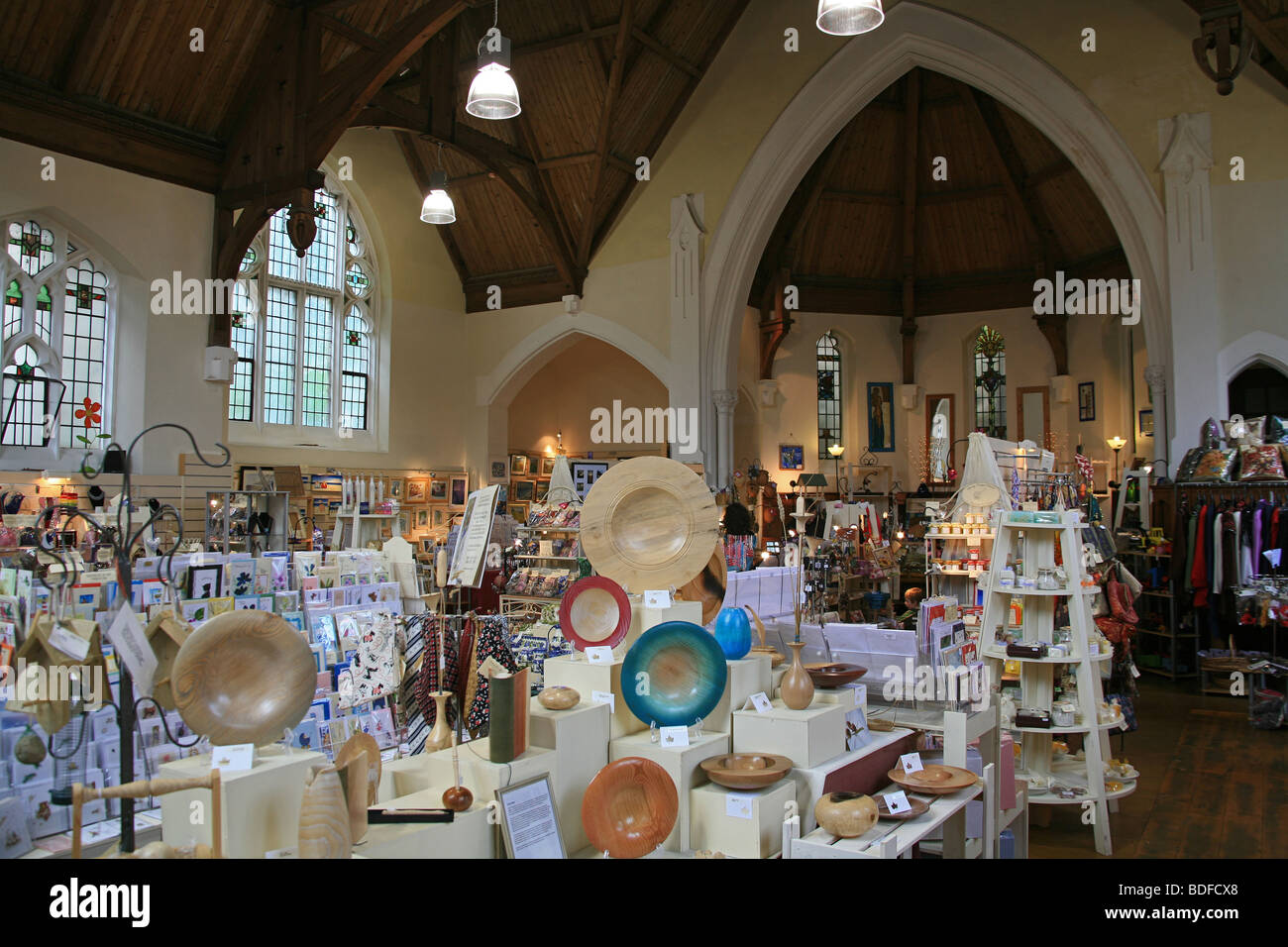 Inside the Lyn Valley Art and Craft Centre housed in a converted