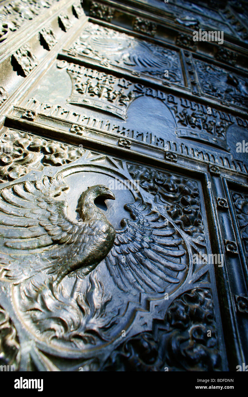 Kölner Dom / Cologne Cathedral in Germany. Wide angle shot of door detail. Stock Photo