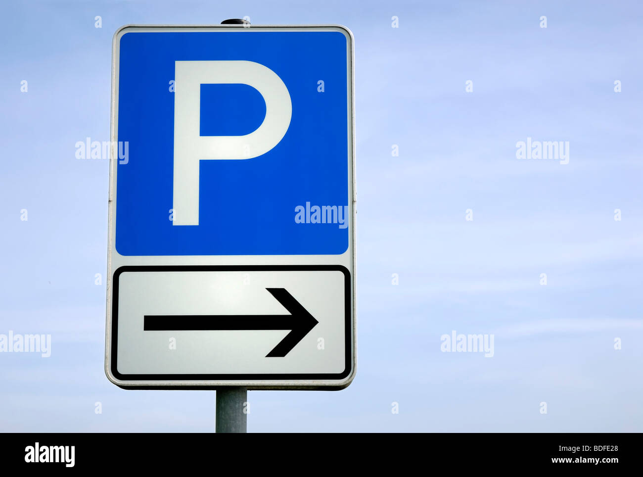 Traffic sign, parking space, direction sign Stock Photo - Alamy