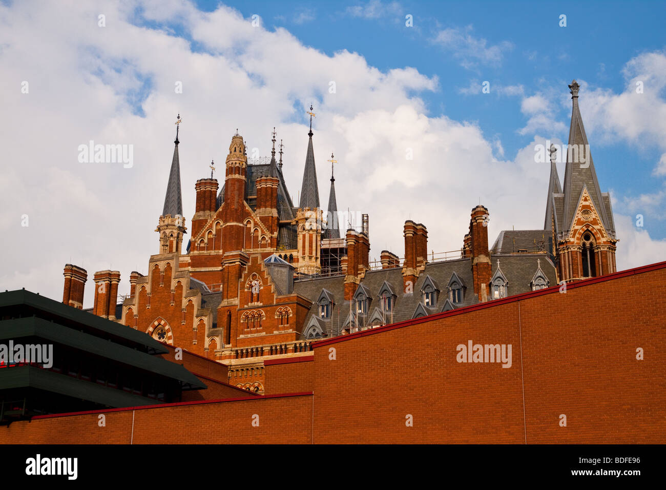 St Pancras station with the British library in foreground Stock Photo