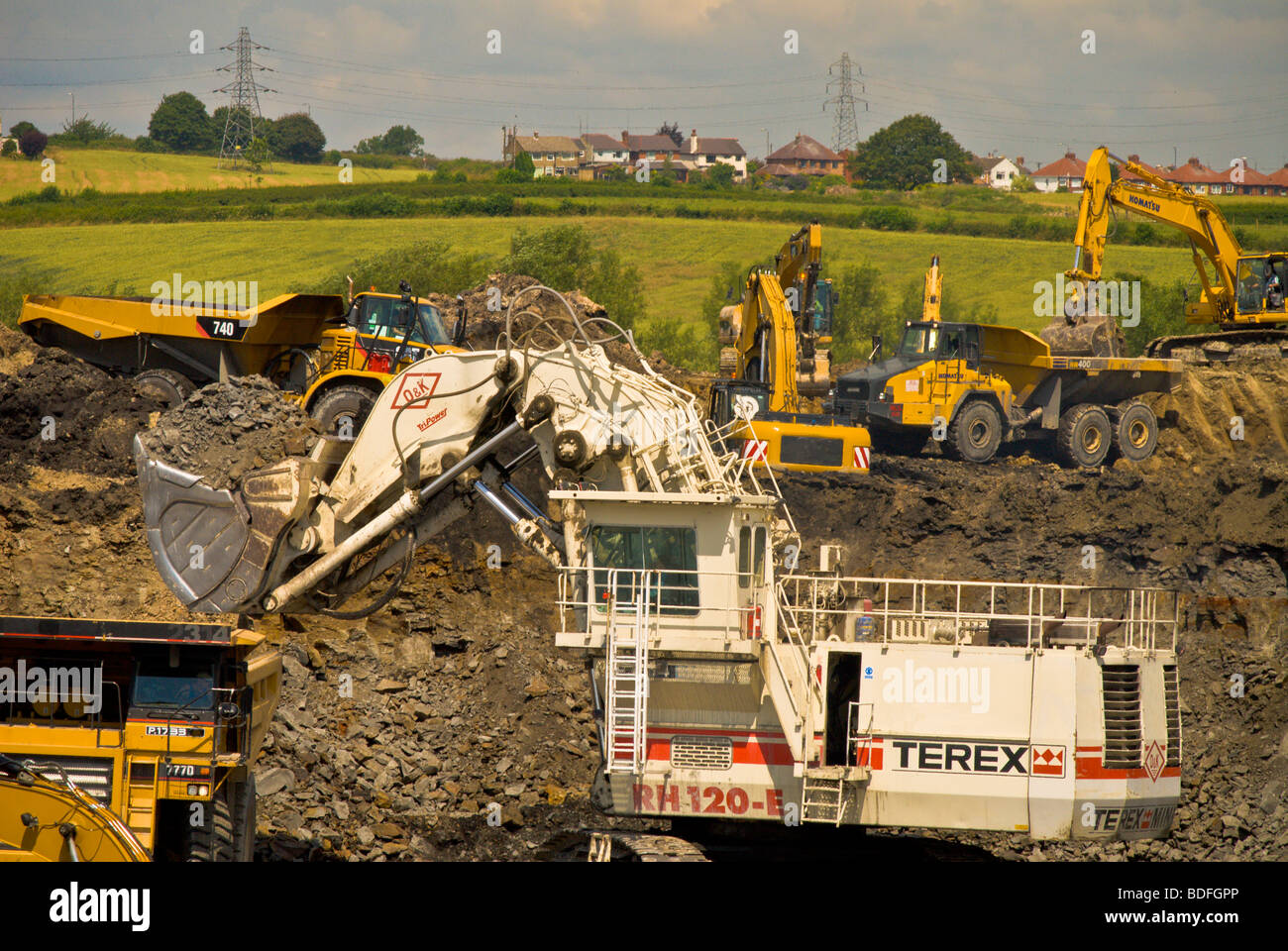 Open cast mining in United Kingdom digging coal for electricity power
