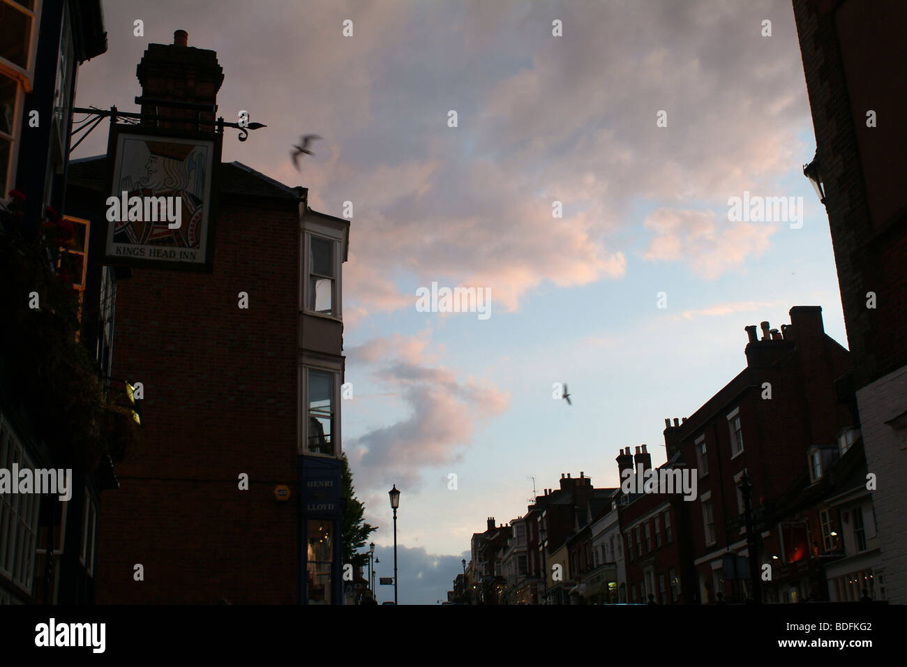 Lymington High Street at dusk Stock Photo Alamy