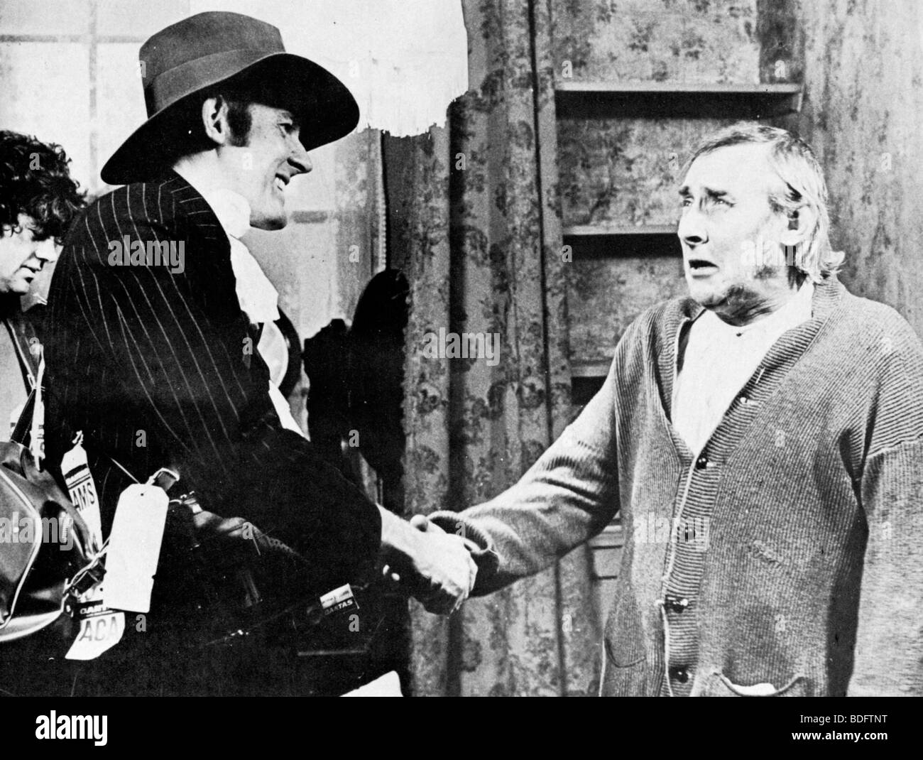 ADVENTURES OF BARRY MACKENZIE - 1972 Columbia film with Barry Mackenzie in hat and Spike Milligan at right Stock Photo