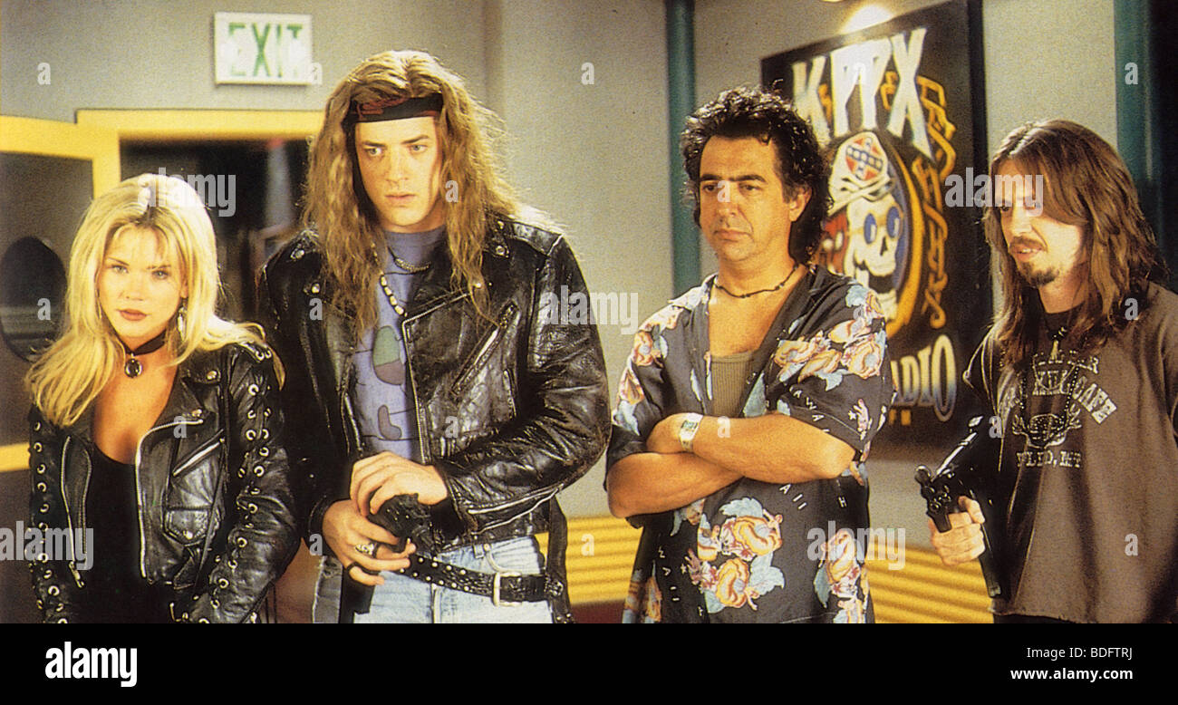 AIRHEADS - 1994 TCF film with from left  Amy Locane, Adam Sandler, unknown and Steve Buscemi Stock Photo