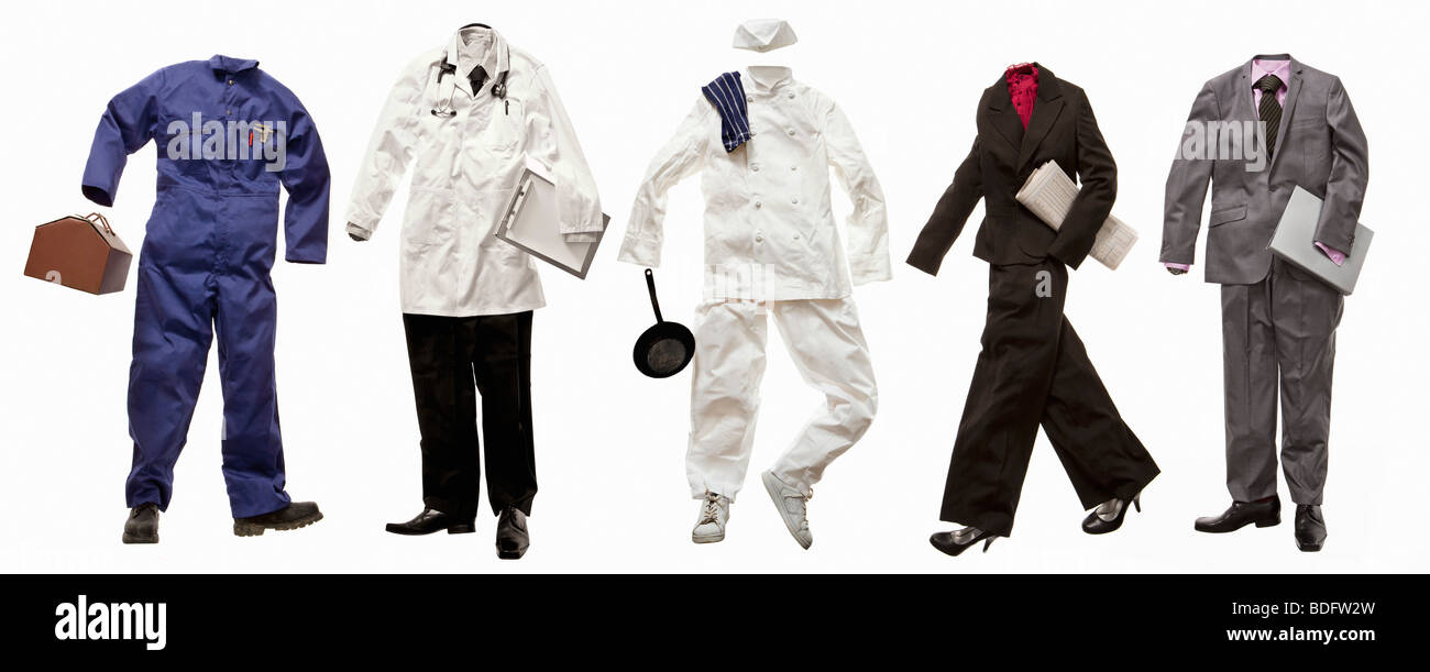 A series of vocational uniforms Stock Photo