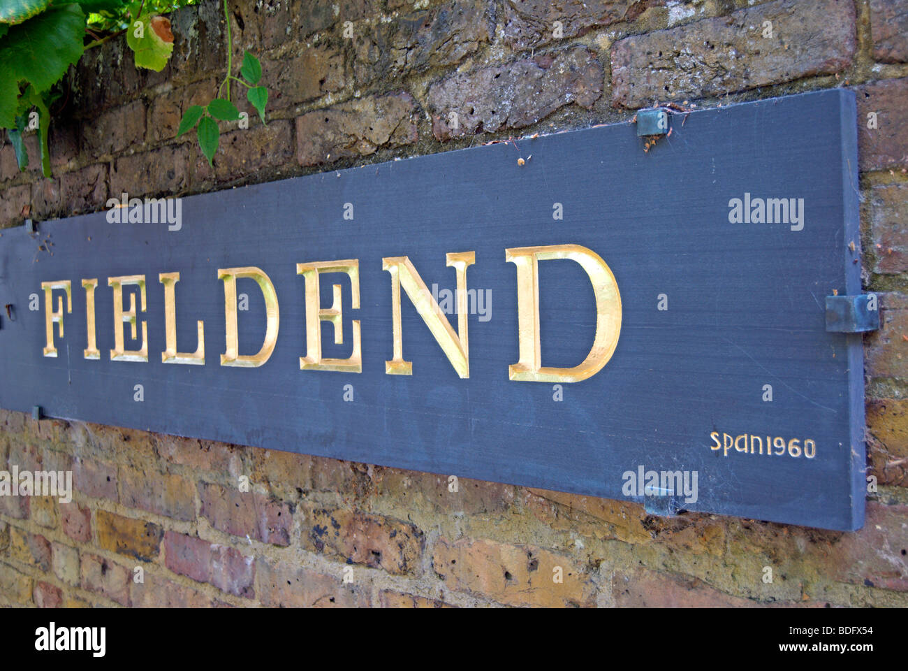 sign for fieldend, teddington, middlesex, a 1960 residential