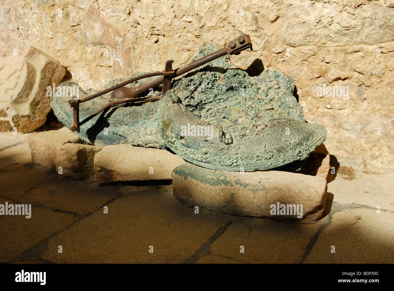 Church bells melted in fire at the Martyred Village of Oradour-sur-Glane Stock Photo