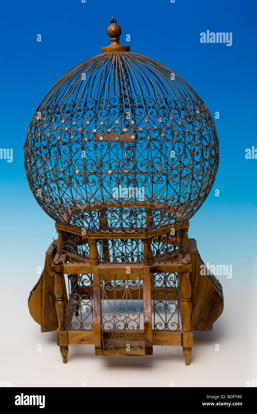 Empty bird cage from Morocco Stock Photo