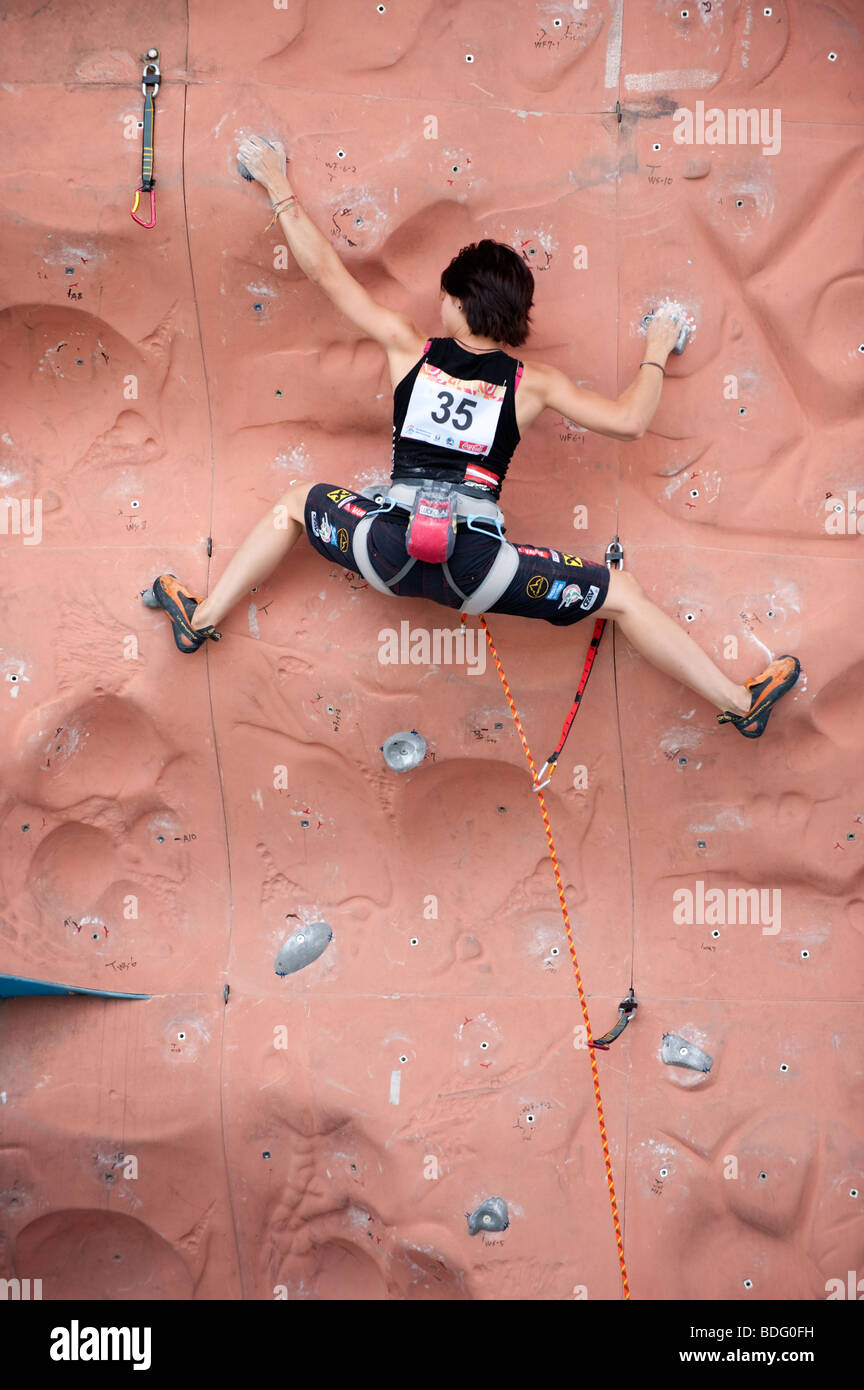 Johanna Ernst of Austria competing in Sports Wall Climbing competition