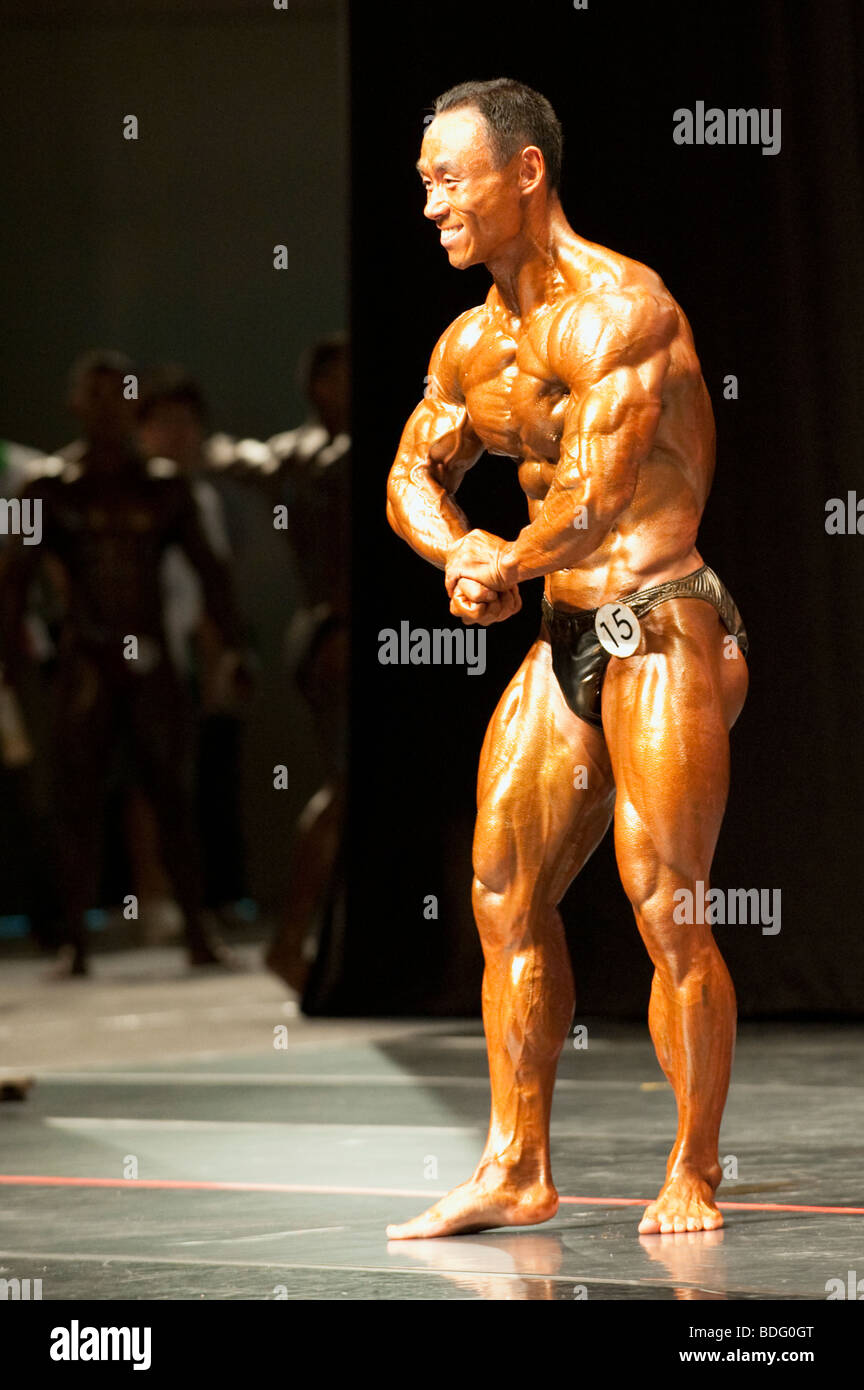 Bodybuilding, Men's Lightweight Division, World Games, Kaohsiung, Taiwan, July 19, 2009 Stock Photo