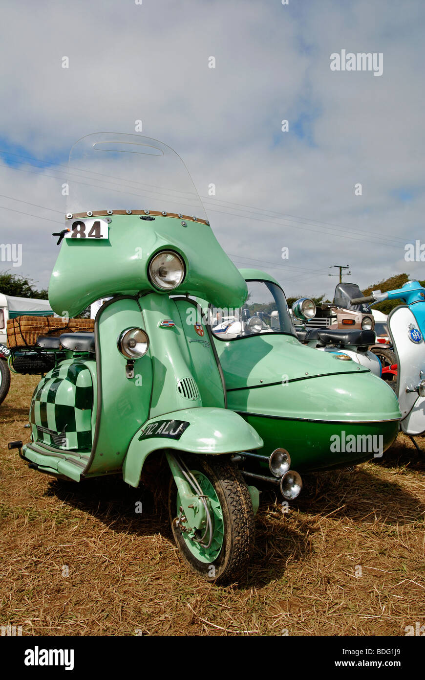 an old lambretta scooter at a vintage rally in cornwall uk Stock Photo