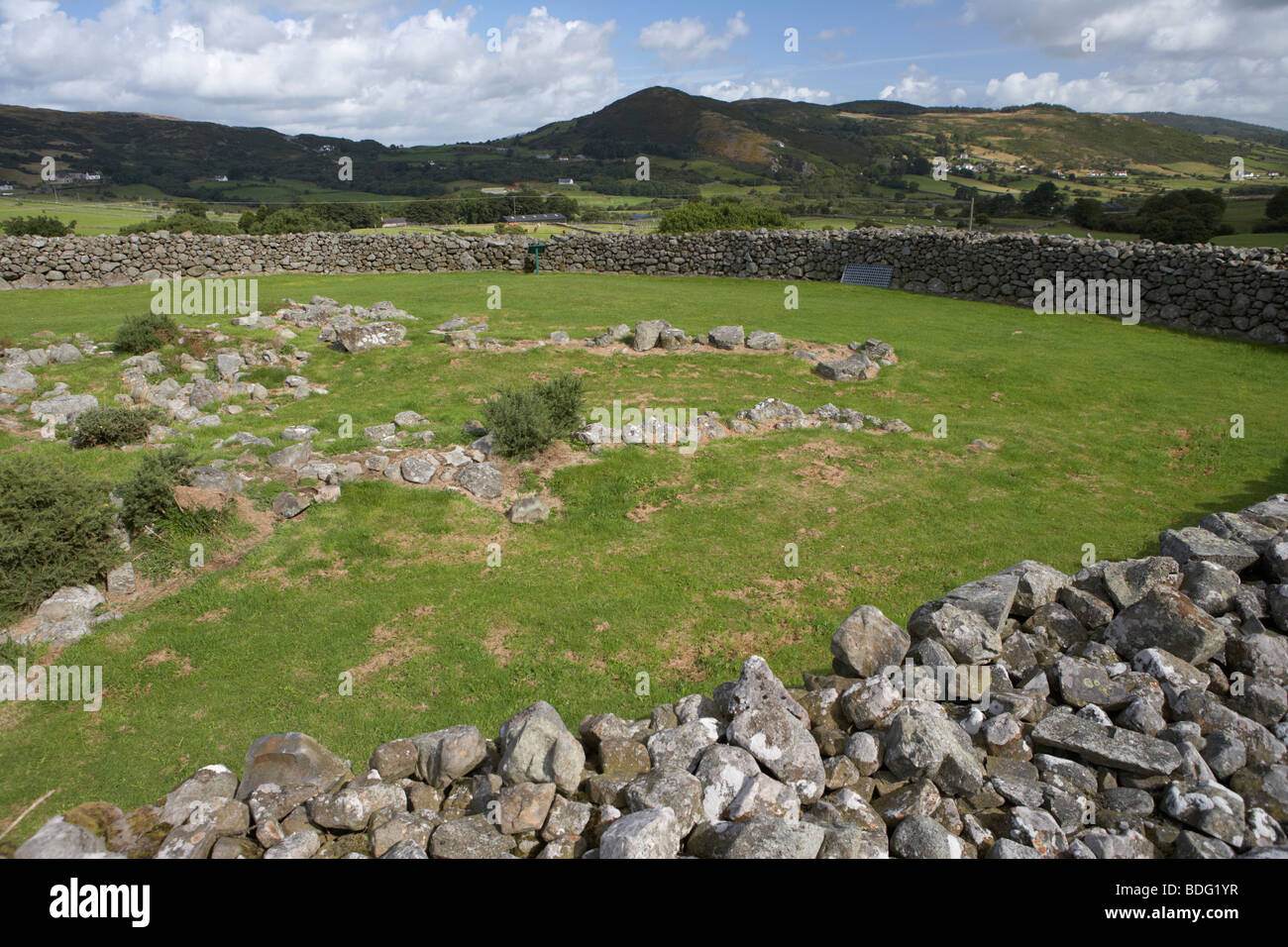 Drumena Cashel stone fort ancient irish defensive works built with walls 3 metres thick Stock Photo