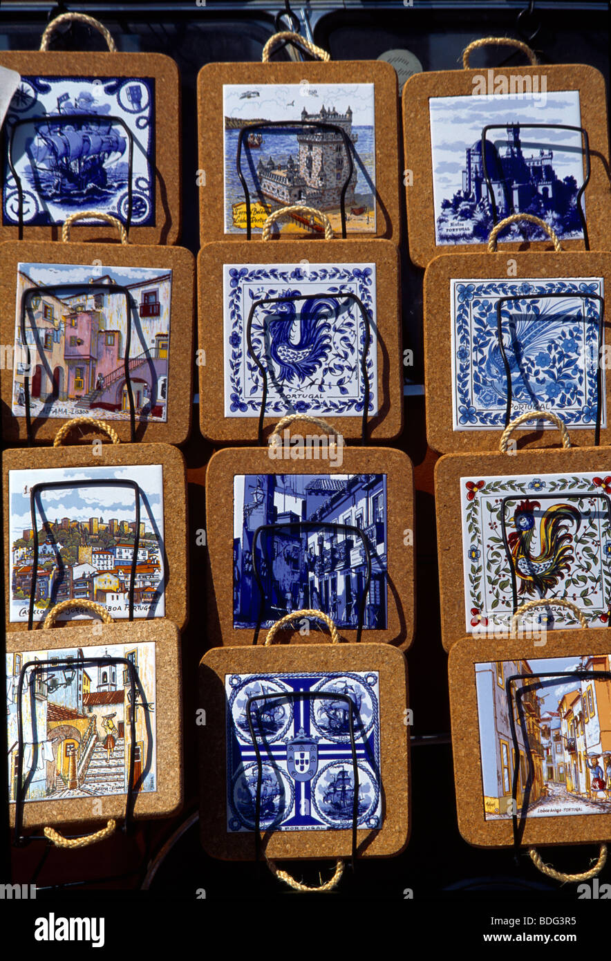Belem Lisbon Portugal Traditional Portugese Handpainted Tiles Stock Photo