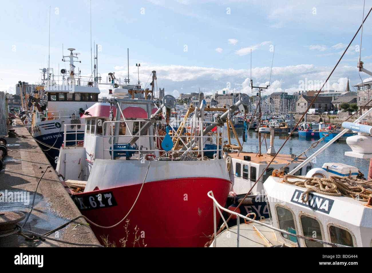 Fishing boats Plymouth Sutton Harbour Devon England Stock Photo Alamy