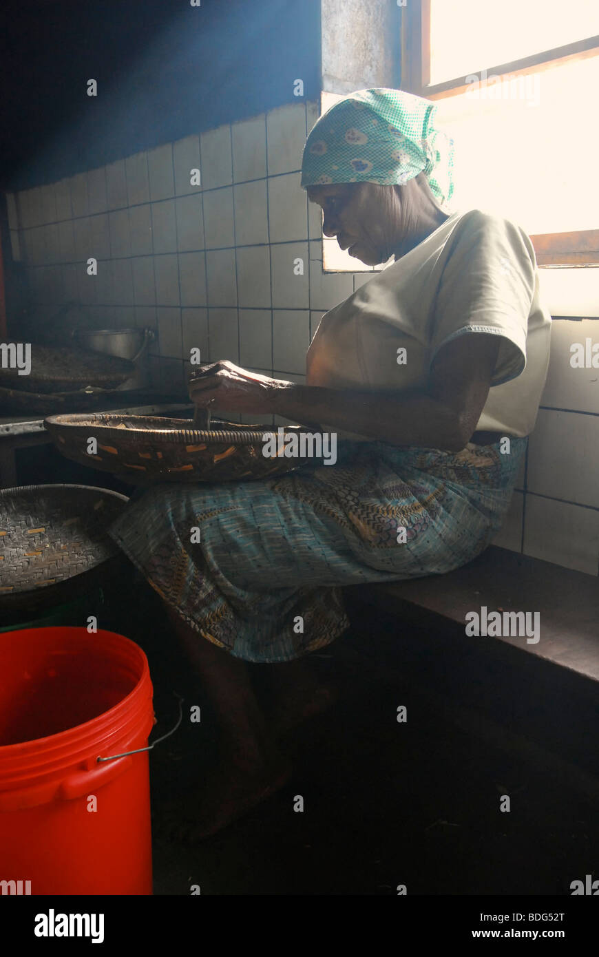Cook in the kitchen of Lutindi Mental Hospital, Tanzania, Africa Stock Photo