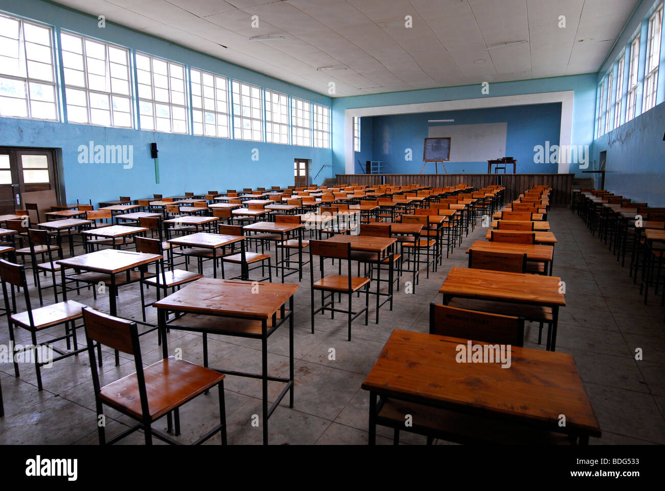 School hall of the Magamba Secondary School, Lushoto, Tanzania, Africa Stock Photo