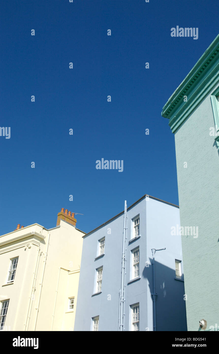 A row of colourful houses in Tenby, Pembrokeshire, Wales. Stock Photo