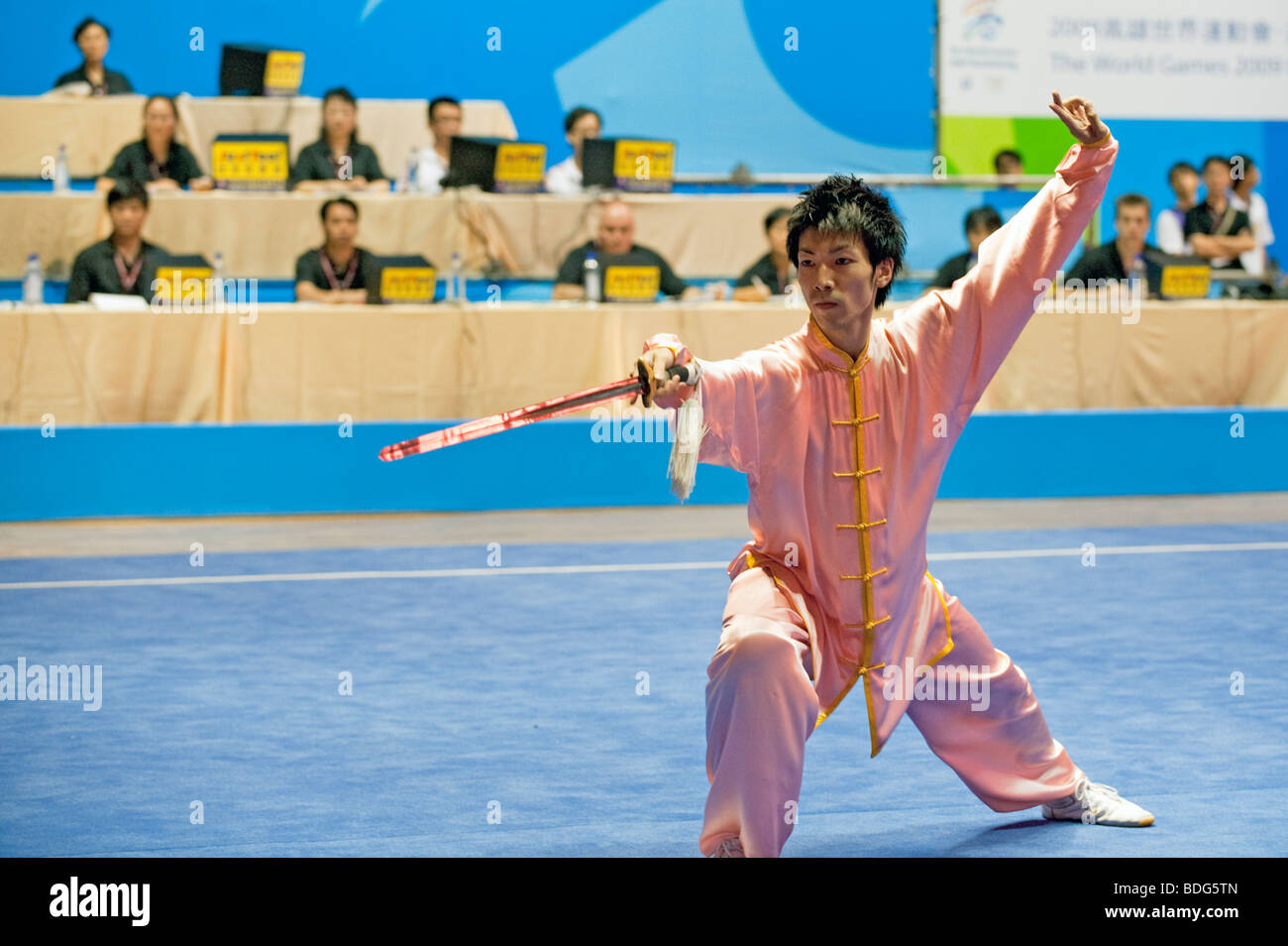 Men's Wushu Competition, World Games, Kaohsiung, Taiwan, July 23, 2009 Stock Photo