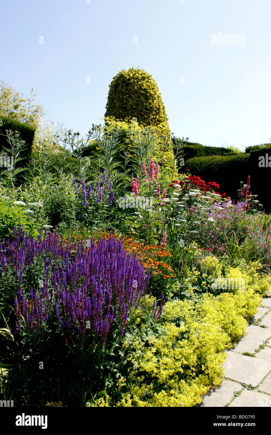 A COLOURFUL SUMMER FLOWER BORDER IN AN ENGLISH COUNTRY GARDEN Stock ...