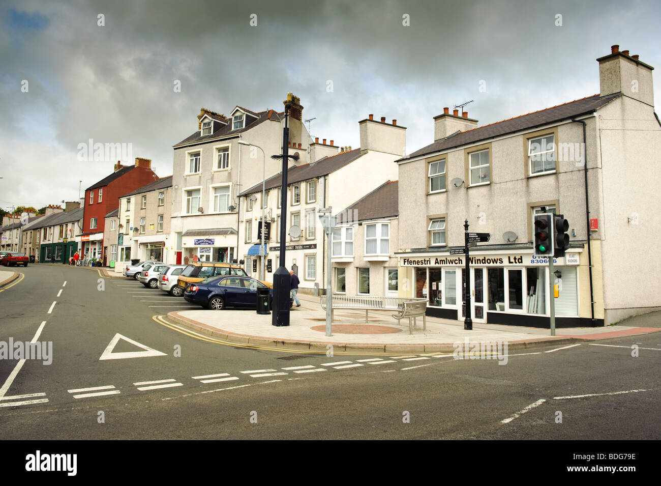 Amlwch town centre, Anglesey north wales UK Stock Photo
