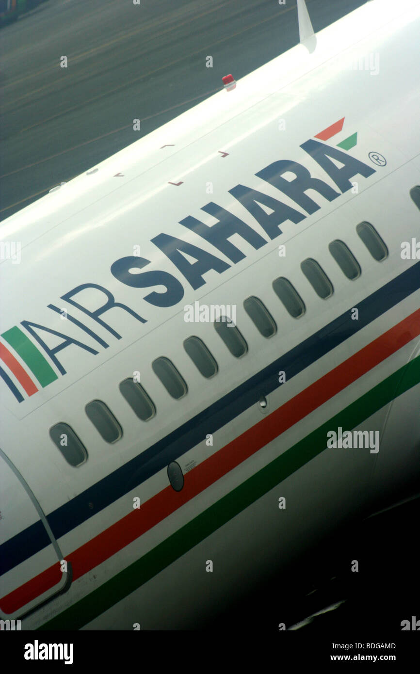 Air Sahara Airlines fuselage signage airport apron Stock Photo