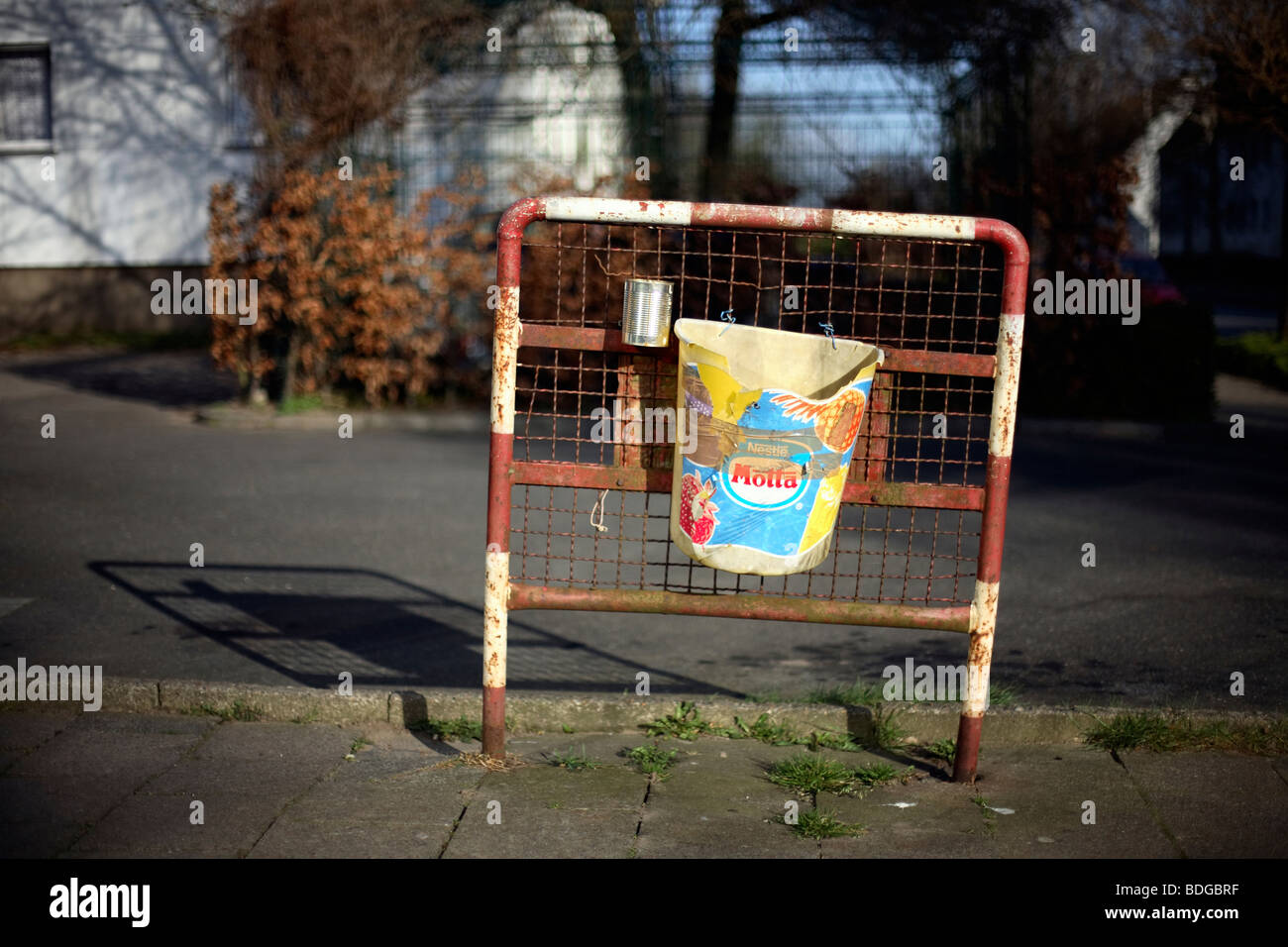 Broken rubbish bin Stock Photo Alamy