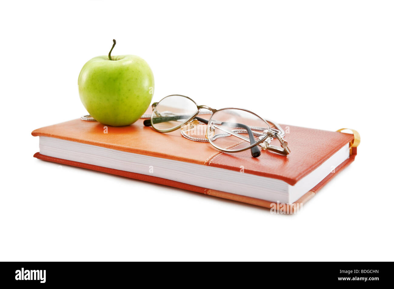 book and apple isolated Stock Photo