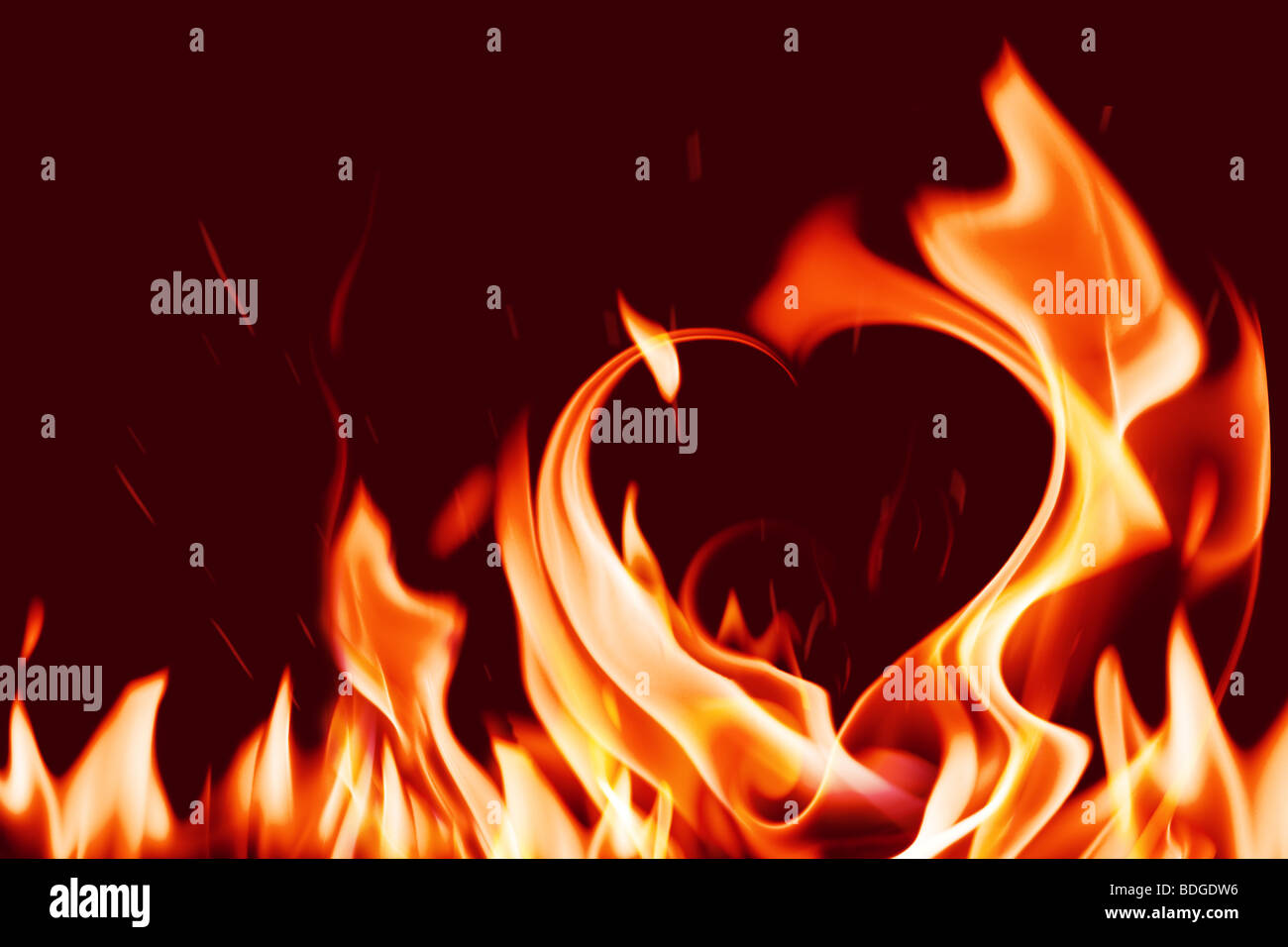 heart in fire Stock Photo