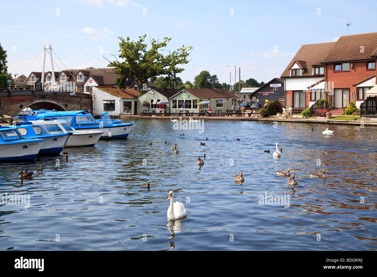 The Norfolk Broads at Wroxham gateway to the Broads Stock Photo