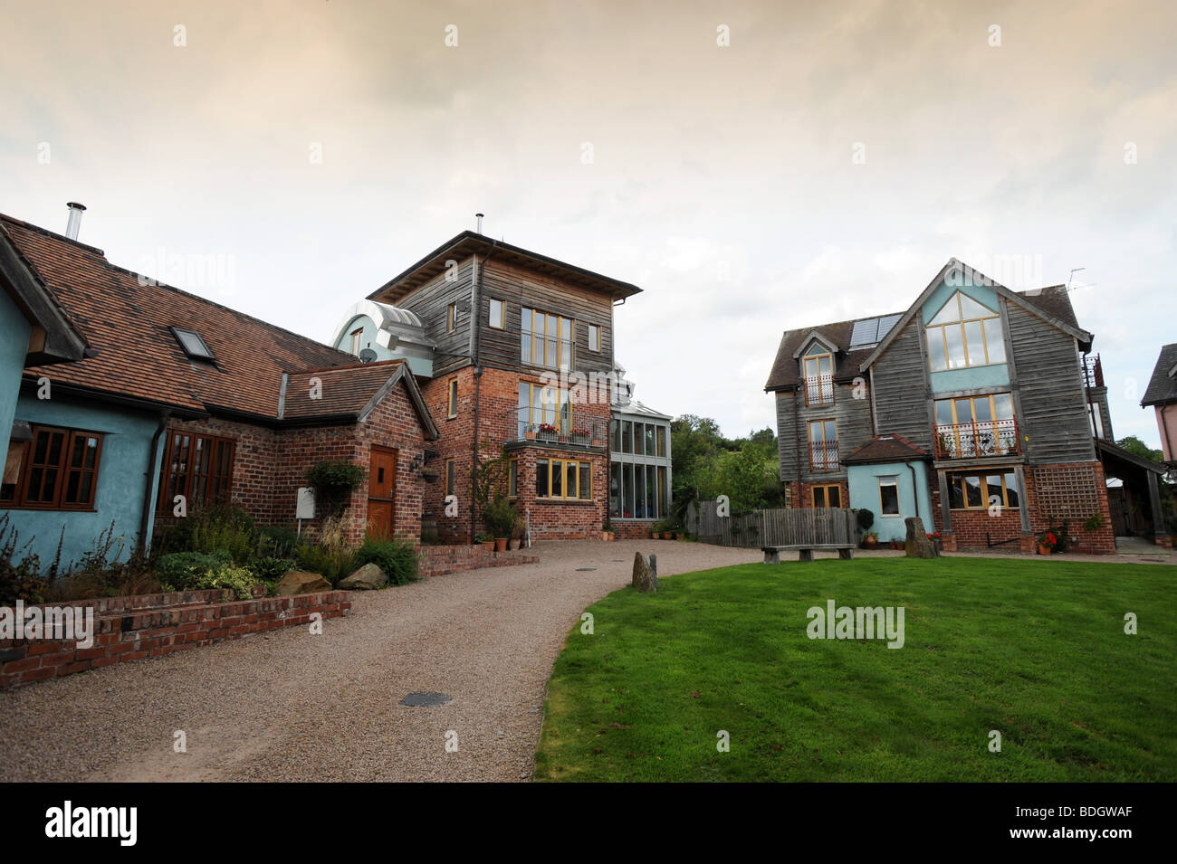 Eco houses at the Wintles in Castle Shropshire England Uk Stock