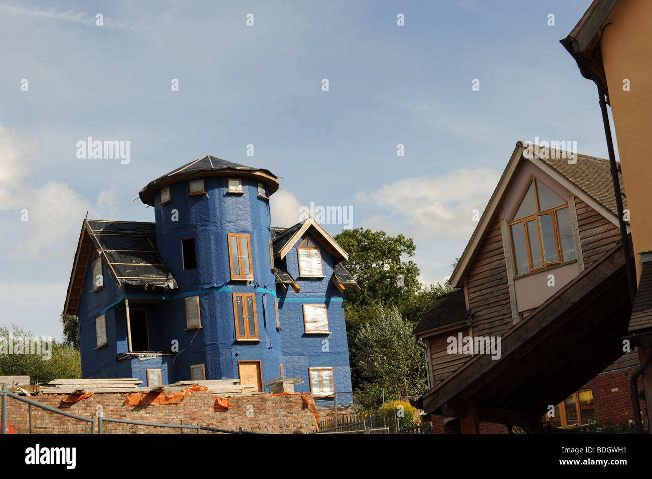 Eco houses under construction at the Wintles in Castle