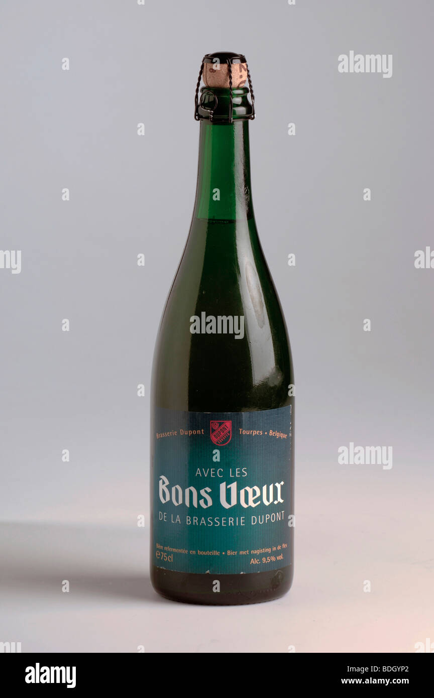 750ml bottle of Avec les Bons Voeux Brasserie Dupont Belgian beer Stock Photo